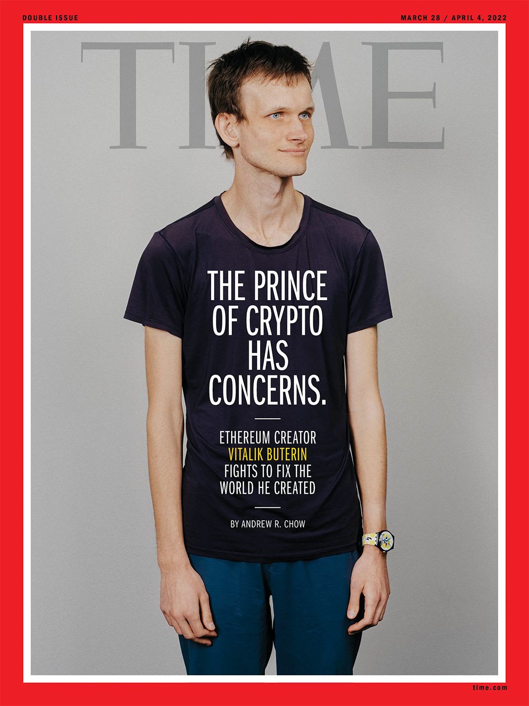 Vitalik Buterin, co-founder of Ethereum, featured on the cover of Time magazine